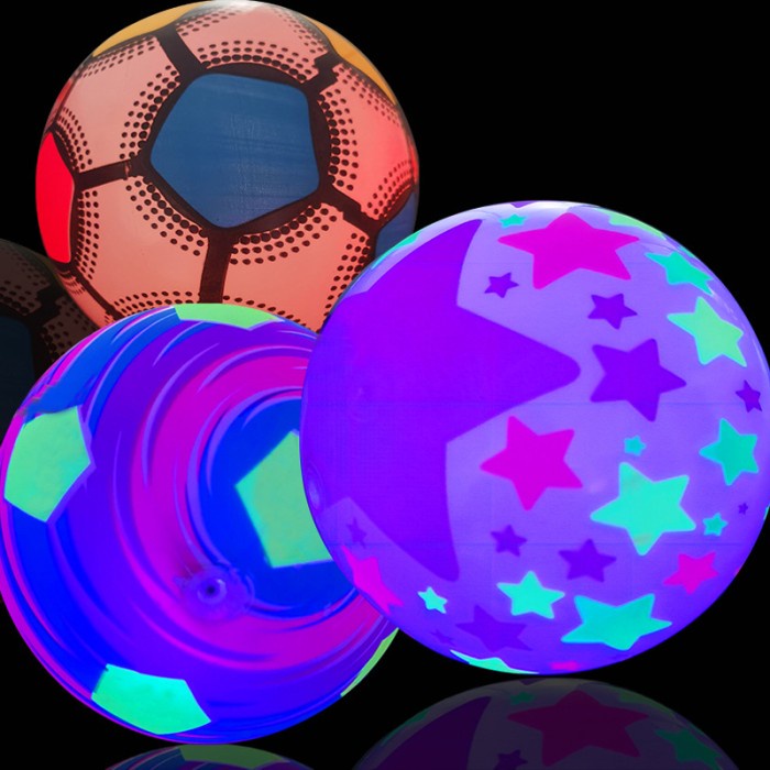 Mainan Bola Karet Motif Warna Warni Nyala Lampu LED Mainan Bola Anak