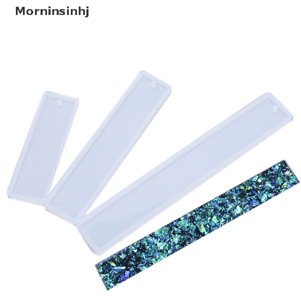 Mornin 3Pcs Persegi Panjang Bookmark UV Cetakan Silikon Epoxy Resin Mold DIY Kerajinan Membuat id