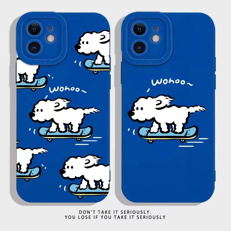 IPHONE Ins Pola Anjing Cocok Untuk Iphone14 14pro 14plus 13 13pro 13prm iPhone12 7Plus 8Plus Xr XS 13 Pro Max Empat Sudut Casing Ponsel Tahan Guncangan