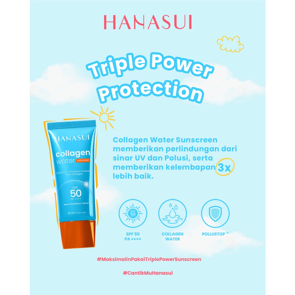 SPF 50 (BIRU) // HANASUI Collagen Water Sunscreen SPF50 PA+++ 30ml - Sunscreen