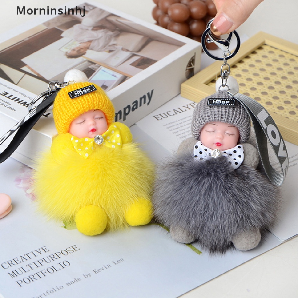 Mornin Gantungan Kunci Mewah Lucu Tidur baby doll Mainan Mewah kawaii keychain Tas Liontin id