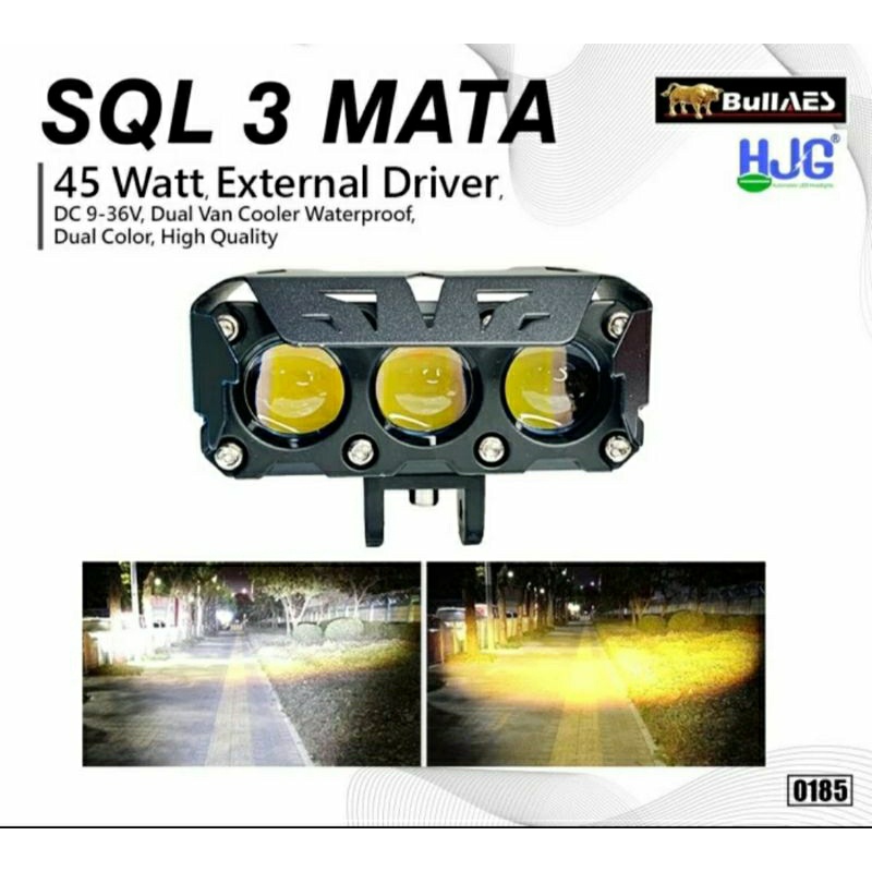 ORIGINAL HJG Lampu Tembak LED SQL 2 / 3 Mata 60 Watt High Low Laser Gun 2 Colour / Mini Projie 3 Mat