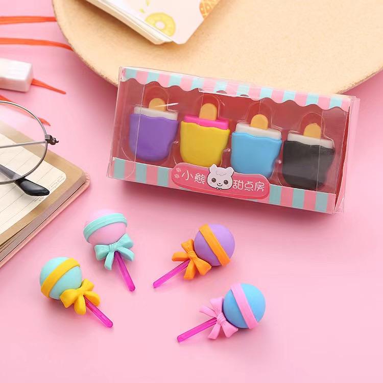 DC - 4 IN 1 PENGHAPUS PENSIL MODEL ICE CREAM DONAT LOLLIPOP POPSICLE / PENGHAPUS LUCU SET