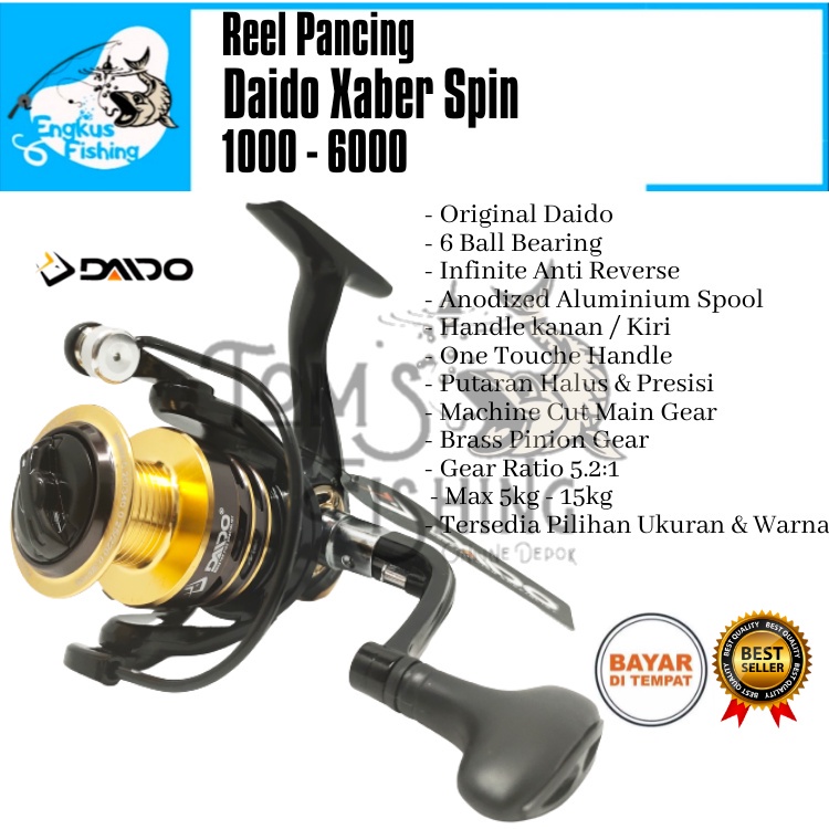 Reel Pancing Daido Xaber Spin 1000 - 6000 (6 Bearing) Alumunium Murah Berkualitas - Engkus Fishing