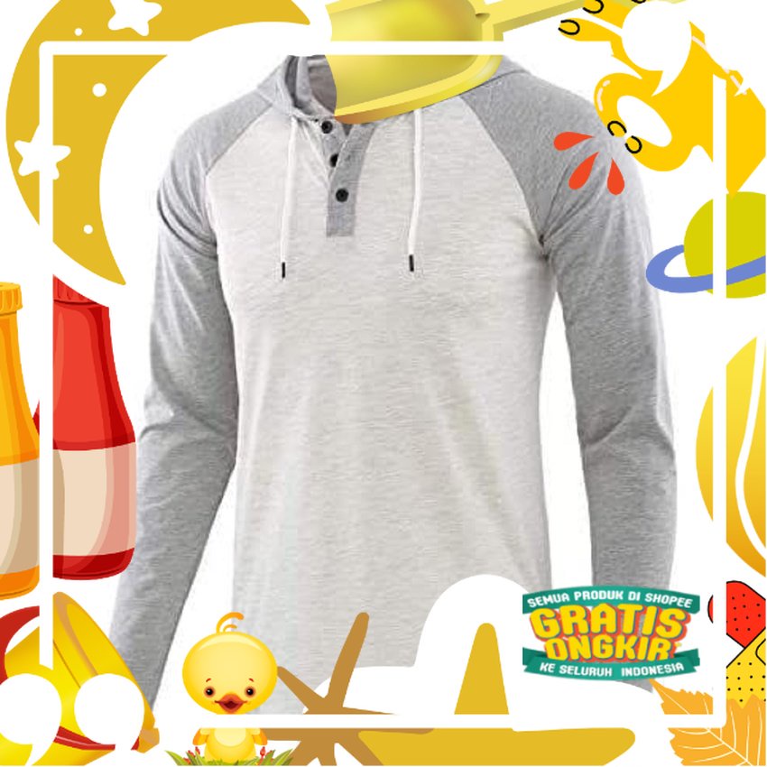 kaos pria original lengan panjang bertopi kaos hoodie lengan panjang/ hitam oren ungu tosca khaki