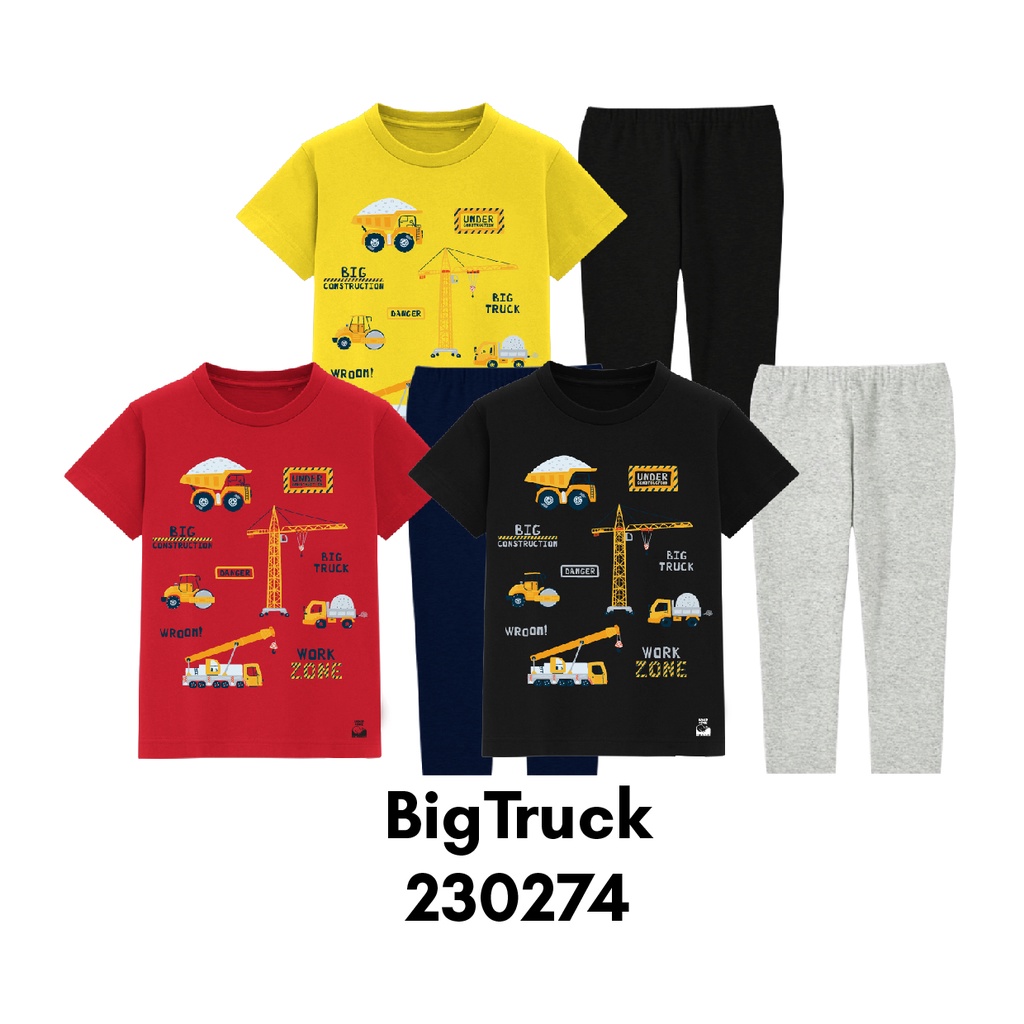 Baju Tidur Piyama Anak Dino dan Vehicle Series TheLostDino Usia 2-8 Tahun Bahan Katun Combed 30s