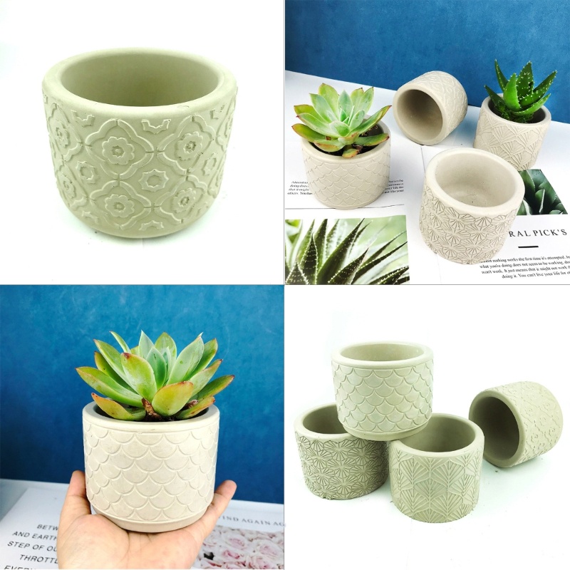 Siy Silinder Pot Bunga Cetakan Silikon Plester Succulent Planter Mold Lucu Concrete Cement Mold Untuk DIY Tempat Pulpen, Rumah D