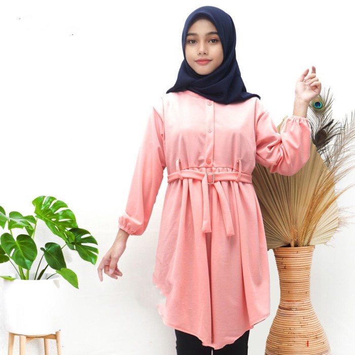 Promo - Neda Tunik Kancing Busui Friendly - Pink Dusty - Sedia baju atasan wanita kemeja terbaru kek