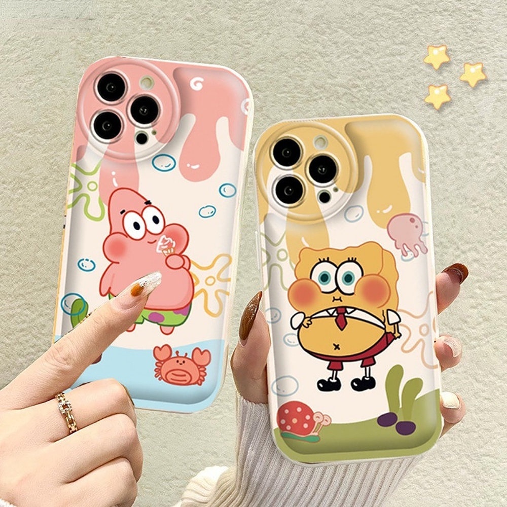 Case Samsung A14 A04 A04S A13 A03 A03S A12 A52 A52S A21S A50 A50S A30S A20 A10S A10 A11 M11 J7 Prime J7 Pro J6Prime J6Plus Comic Patrick Star SpongeBob Air cushion TPU Phone Cover