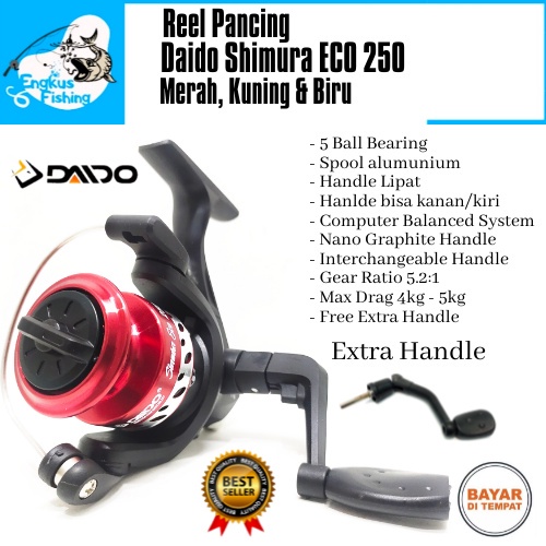 Reel Pancing Daido New Simura Eco 250 GRATIS Handle (5 Bearing) Spool Alumunium Murah - Engkus Fishing