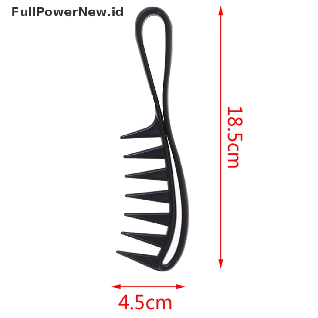 Power Shark Jumbo Wide Tooth Black Handle Grip Sisir Rambut Pria Hairdressing Teeth Comb ID