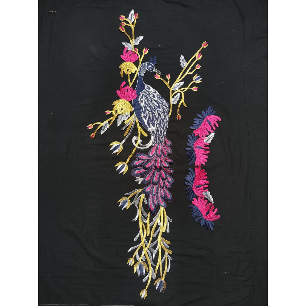 RENDA BORDIR MOTIF BURUNG MERAK BESAR