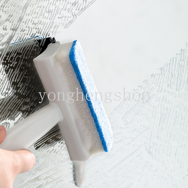 Sikat Pembersih Kaca Jendela 2in1 Wiper Dua Sisi Pembersih Pengikis Cuci Sikat Spons Multifungsi Dinding Kamar Mandi Keramik Lantai Cermin Alat Pembersih