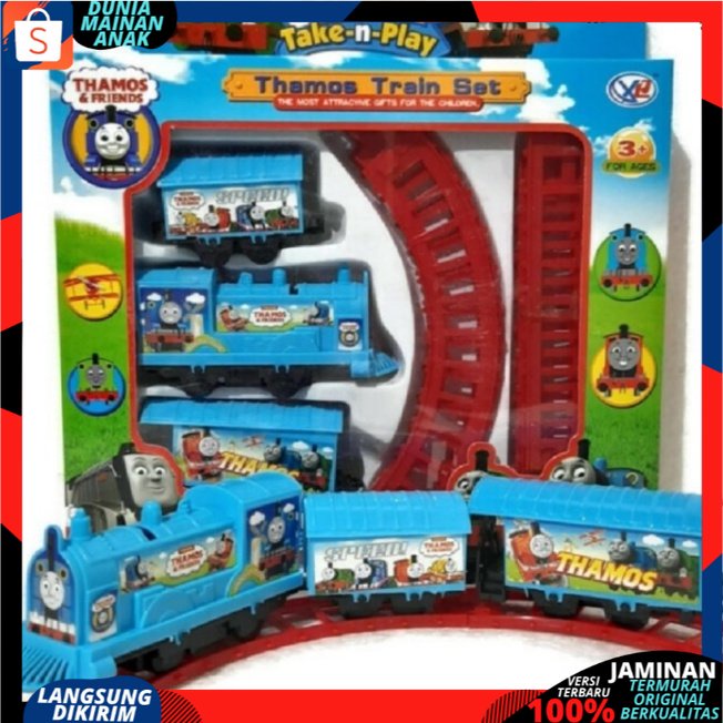 MAINAN ANAK KERETA API ELEKTRIK SET DENGAN REL 877-33 TRAIN PLAY SET LOKOMOTIF PAKAI BATERAI