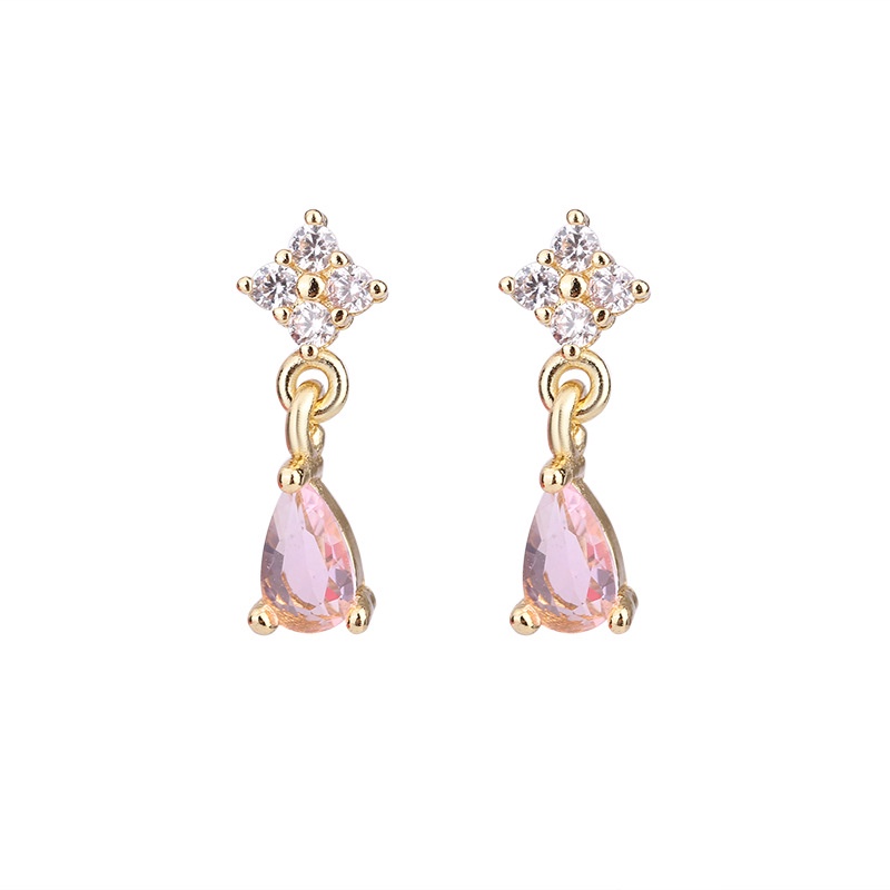 Versi Korea Dari S925 Perak Cahaya Mewah Anting Tetesan Air Berlian Temperamen Niche Desain High-end Anting-Anting Kecil Segar Lady Earrings Candy Jewelry