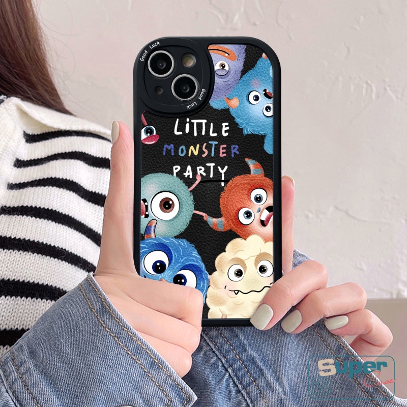 Casing Ponsel Doodle Kartun Kompatibel Untuk iPhone XR 11 13 7plus 14 13 11 12 Pro Max7 8 6s 6 plus XS Max X SE 2020 Trendi Lucu Sekitar Little Monster Letter Soft Tpu Back Cover