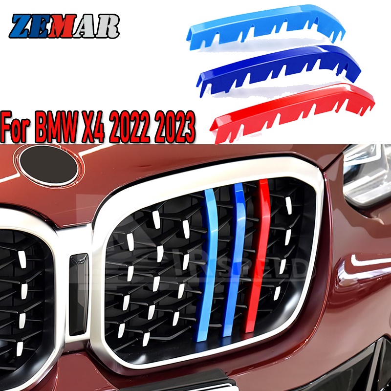 3pcs ABS Untuk BMW X4 G02 xDrive30i 2022 2023mobil Racing Grille Strip Trim Klip M Power Kinerja Aksesoris