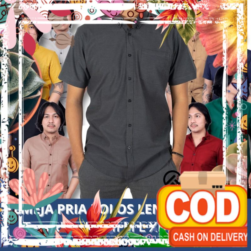 kemeja pria polos lengan pendek putih boyi topman jumbo big size slim fit