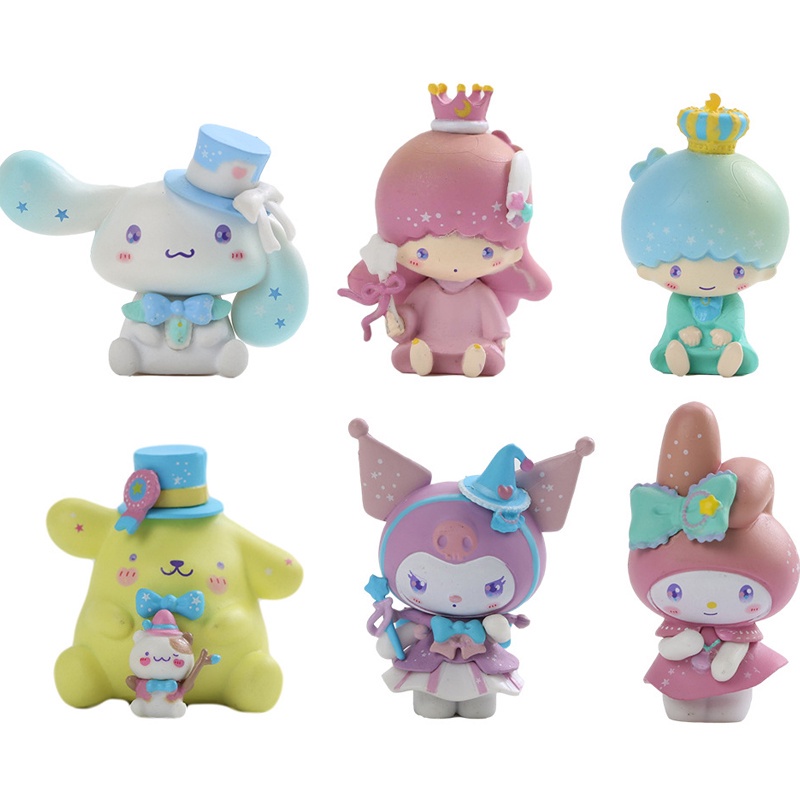 6 Pcs Sanrio Dream Tema Boneka Anime Figure Mainan Pvc Model Patung Anak Perempuan Ulang Tahun Boneka Mainan