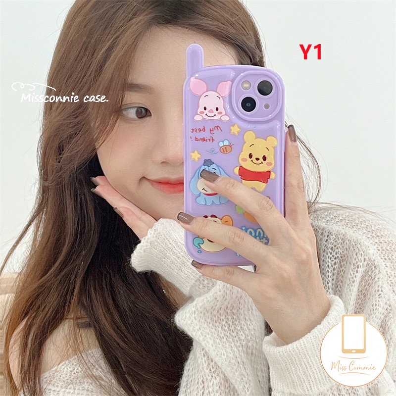 Kartun Strawberry Bear Manyo Case Kompatibel Untuk iPhone 7plus XR 11 14 13 12 Pro MAX 7 8 Plus X XS MAX SE 2020 Kepribadian Retro Bentuk Telepon Cerita Mainan Lucu Alien Lembut Tpu Cover