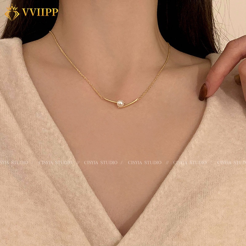 Sumpit Kalung Mutiara Imitasi Choker Rantai Emas Elegan Untuk Aksesoris Perhiasan Wanita