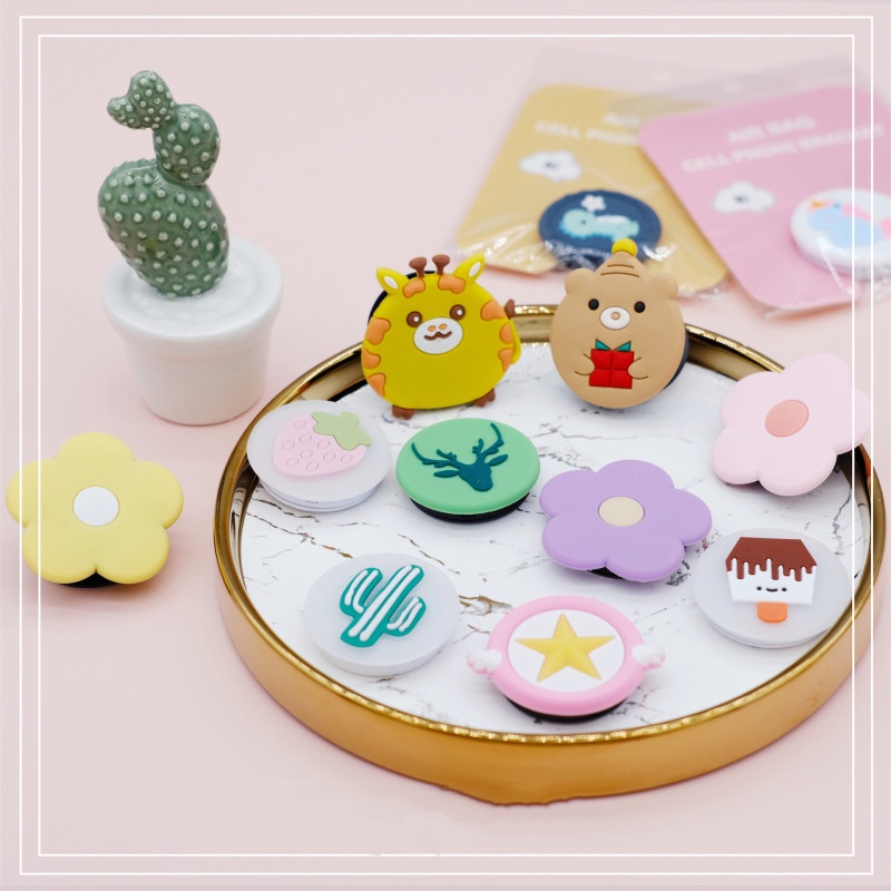 Kreatif Kartun Airbag Bracket Ditarik PVC Plastik Lembut 3D Dudukan Ponsel