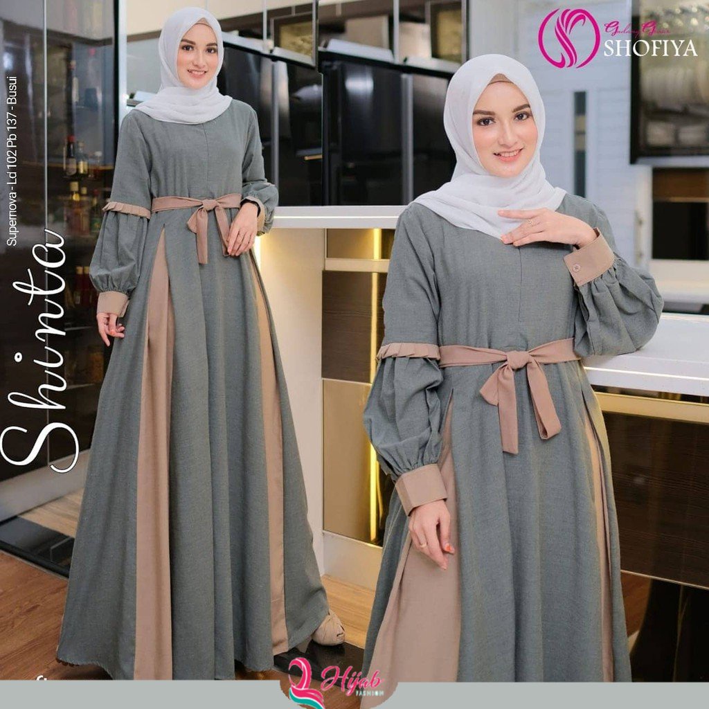 Baju Gamis Syari Muslim Murah Wanita Remaja Terbaru Shinta Maxy Dress Katun Supernova Terbaru