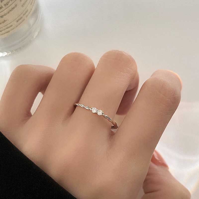 Indah Elegan Berlian Kristal S925 Sterling Perak Wanita Fashion Perhiasan Aksesoris Pernikahan Pertunangan Rings Adjustable Size