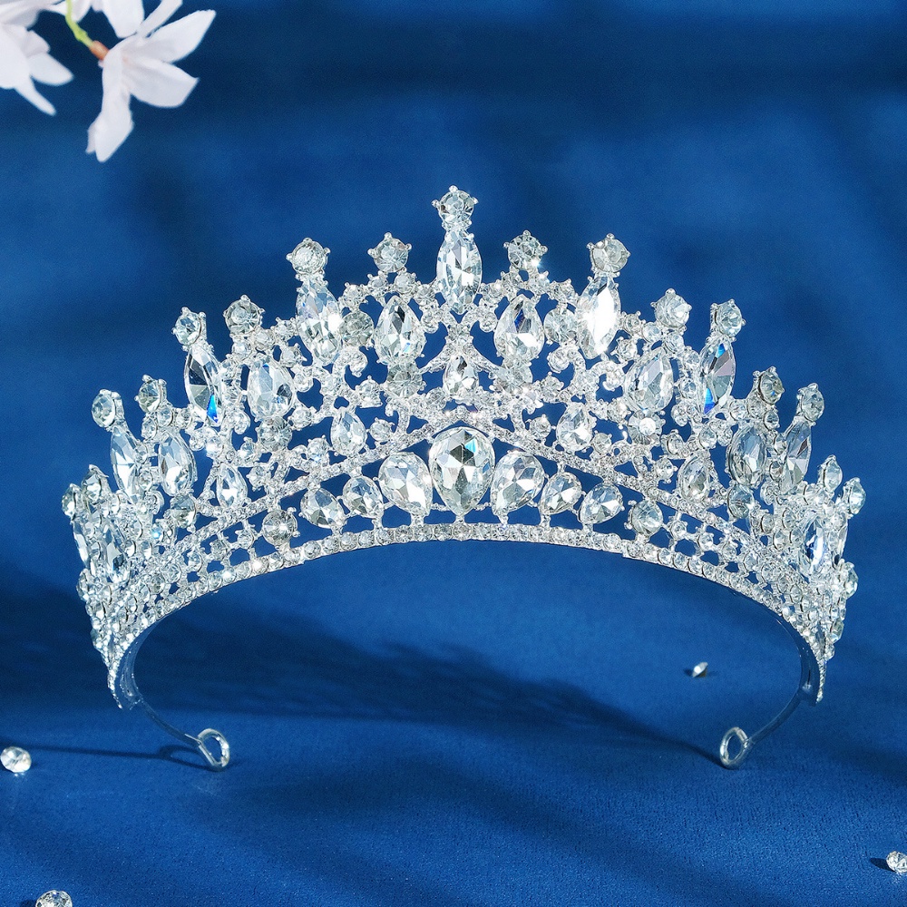 Mahkota Pengantin Hiasan Rambut, Aksesoris Gaun Tiara, High-end Berlian-set Paduan Mahkota, Ruby Berlian Imitasi Mahkota