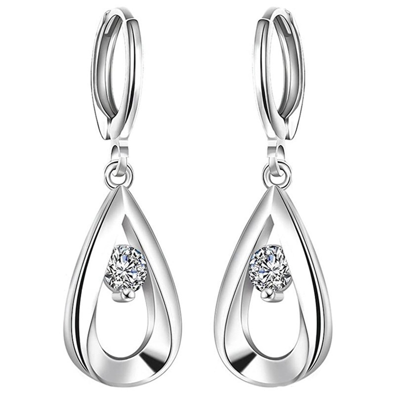 Wanita Drop Earrings925 Sterling Silver Teardrop Berlian Hoop Menjuntai Earrings Aksesoris Fashion