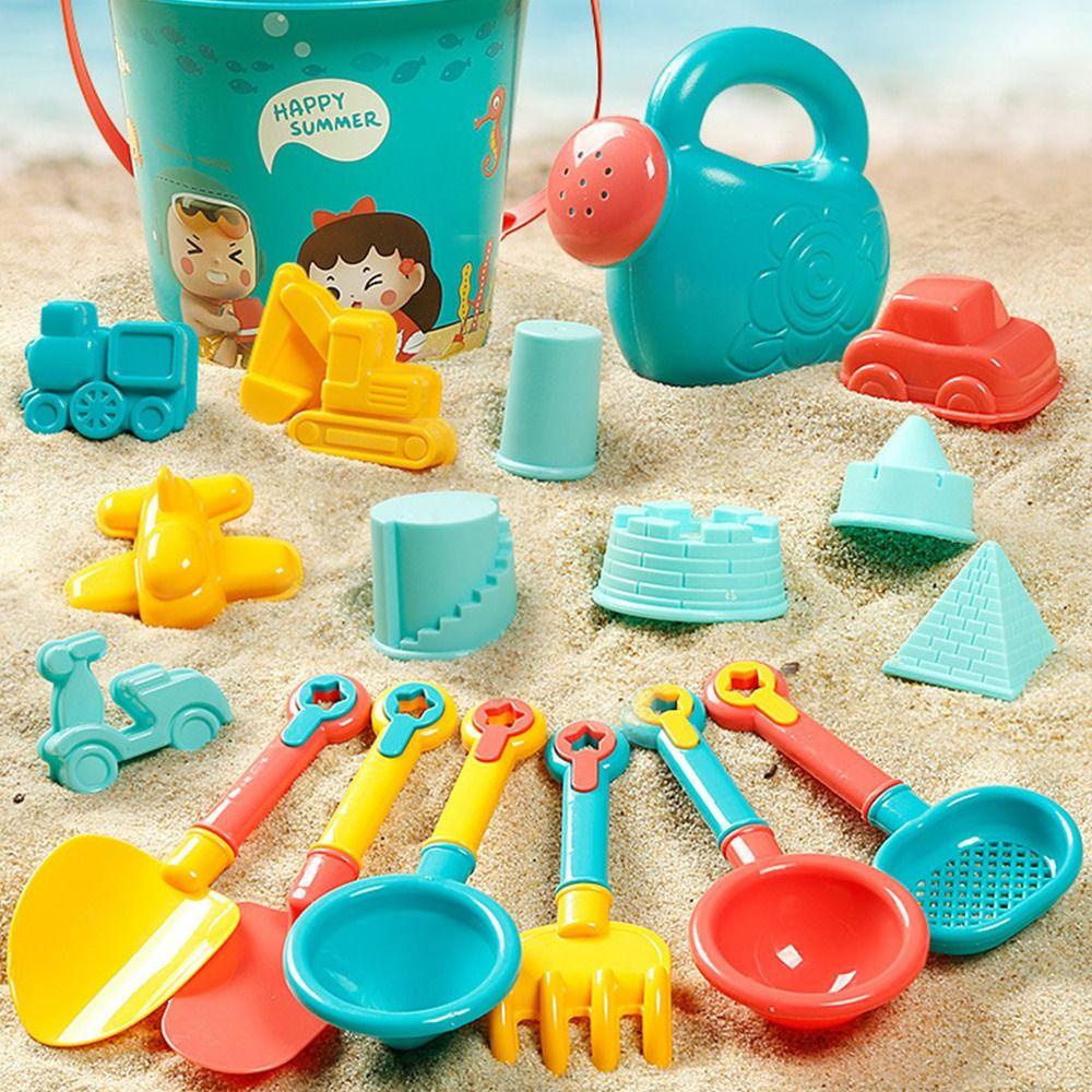 Nanas 18PCS Mainan Pantai Set Gadget Plastik Ember Sekop Cetakan Mainan Anak