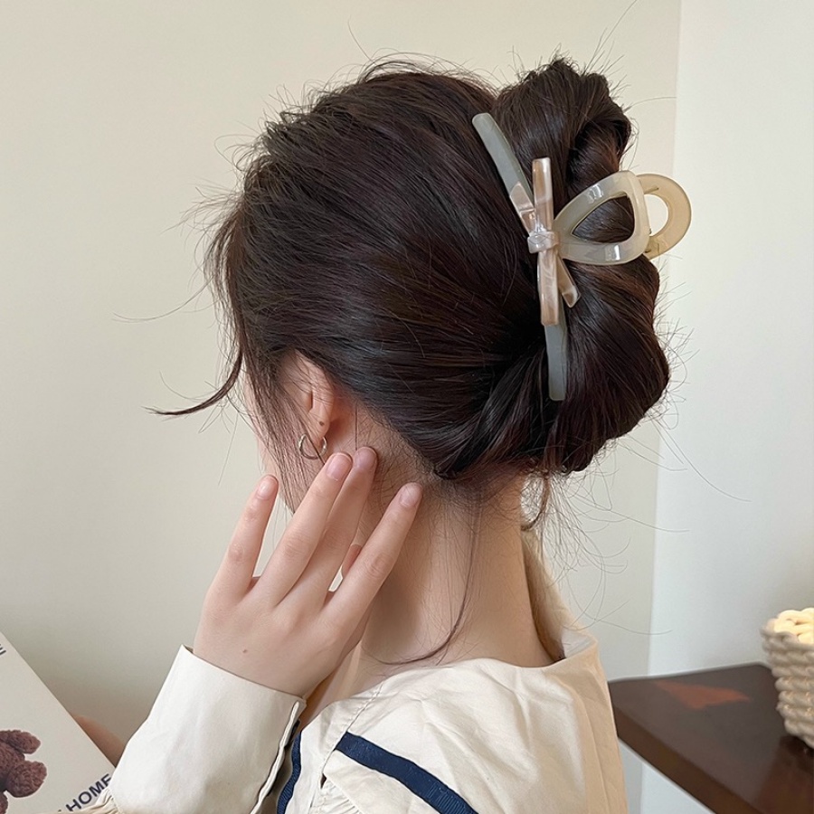 Korea Akrilik Transparan Busur Rambut Klip Hair Claw Woman Elegan Hairpin Aksesoris Rambut