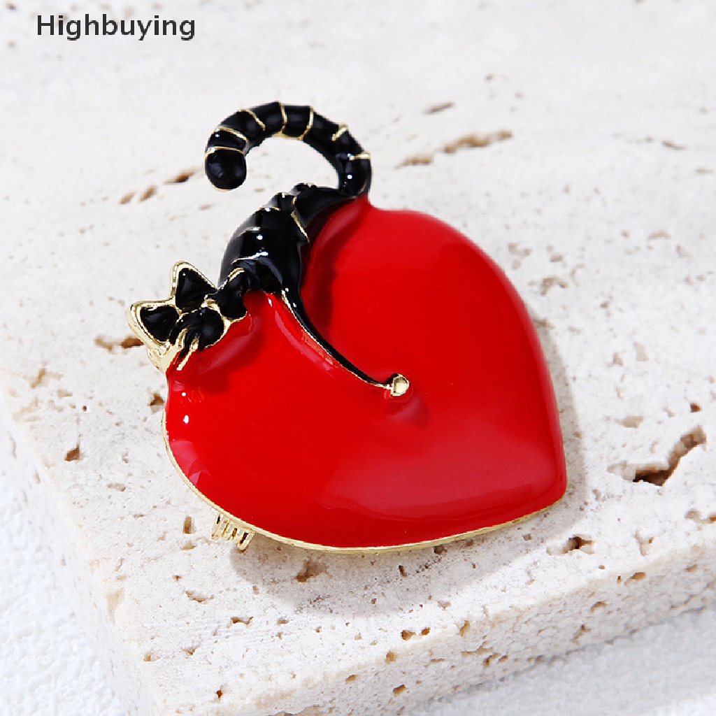 Hbid Fashion Cinta Hati Kucing Malas Enamel Bros Pin Untuk Wanita Lapel Perhiasan Pesta Hadiah Glory