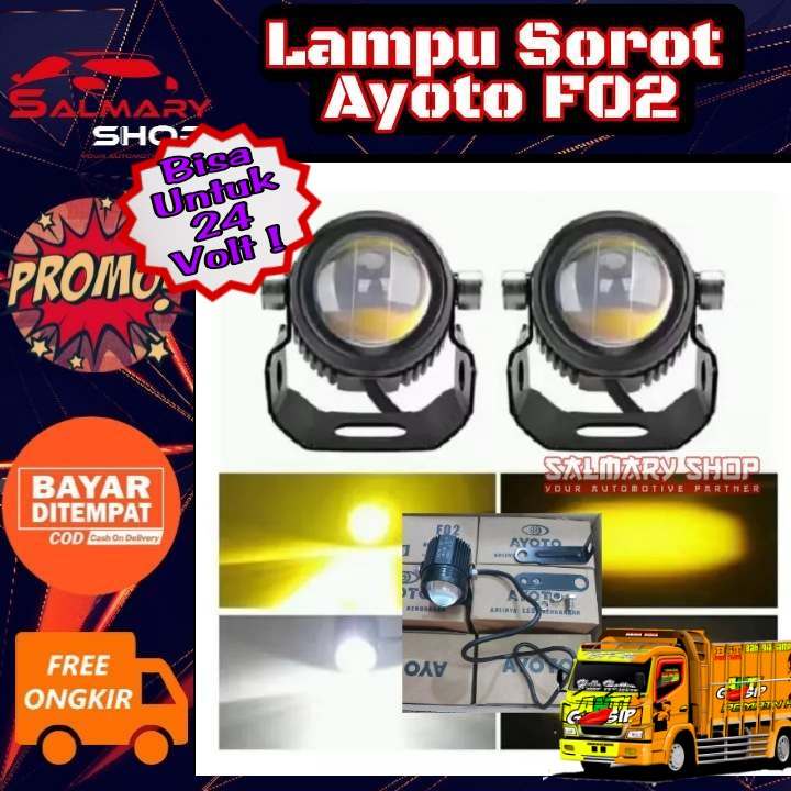 Lampu Tembak Projie LED Motor  Mobil Truk  AYOTO F02 Putih dan Kuning lampu Sorot Super Terang