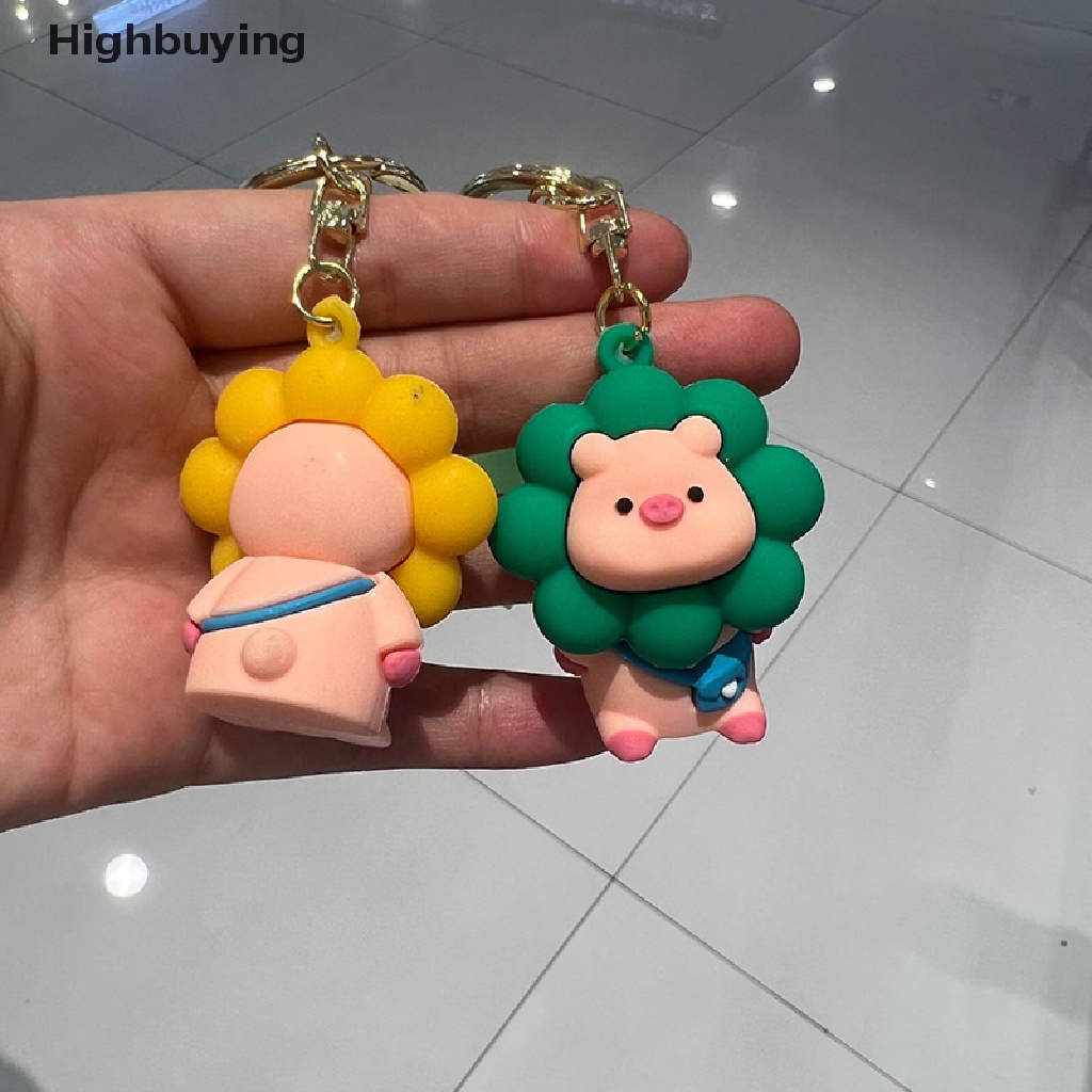 Hbid Lucu Kartun Bunga Matahari Piggy Gantungan Kunci Untuk Wanita Ransel Liontin Mobil Keyring Hadiah Glory