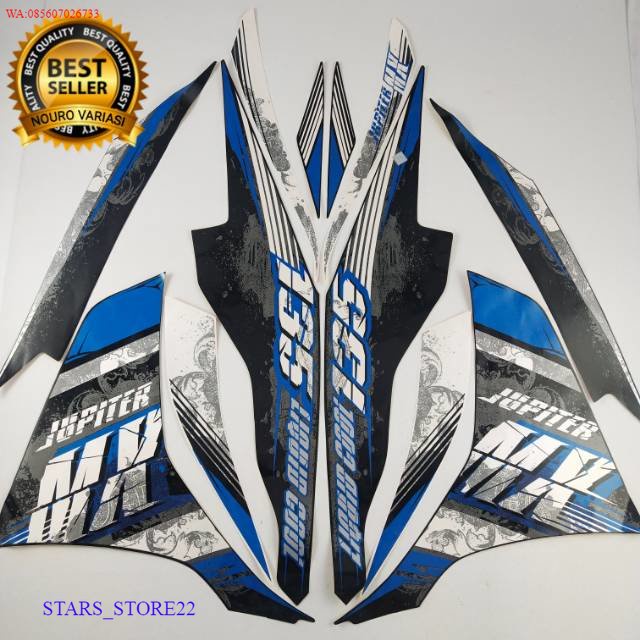 (ORI) stiker striping motor yamaha Jupiter mx new 135 2013 biru list body standar