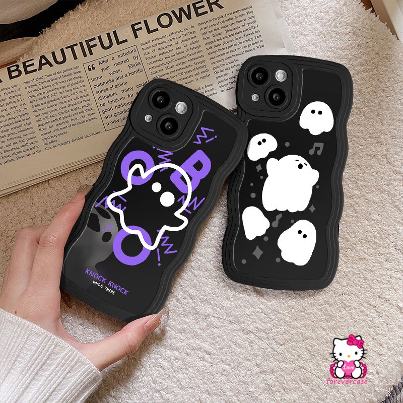 IPHONE Case Monster Kecil Kompatibel Untuk Iphone11 13 12 14 Pro Max XR 78 Plus 6s 6x XS Max14 Plus SE 2020 7Plus Kartun Lucu Hantu Lucu Lembut Bergelombang Tepi Penutup Belakang