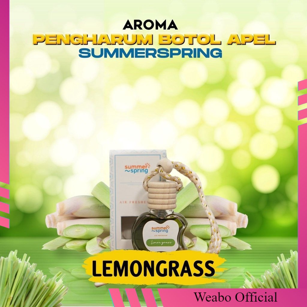 Summerspring Botol Apel Varian Lemon Grass / Sereh | Sweet & Fresh Series | Pengharum Ruangan/AC/Toi