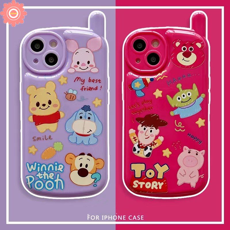 Casing Manyo Beruang Strawberry Kompatibel Untuk iPhone 7plus 11 13 14 12 Pro MAX XR 7 8 Plus X XS MAX SE 2020 Lucu Kreatif Toy Story Kepribadian Retro Glossy Bentuk Telepon Soft Tpu Case