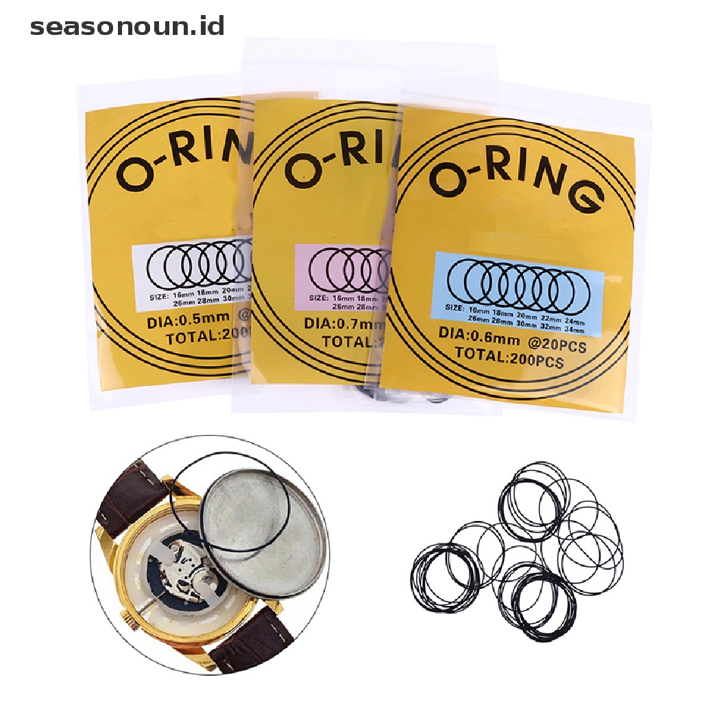 Seasonoun 200Pcs Tahan Air Watch O-Ring Rubber Watch Back Cover Gaskets Watch Repair Tool Aksesoris Untuk Pembuat Jam Tebal 0.5mm 0.6mm 0.7mm.