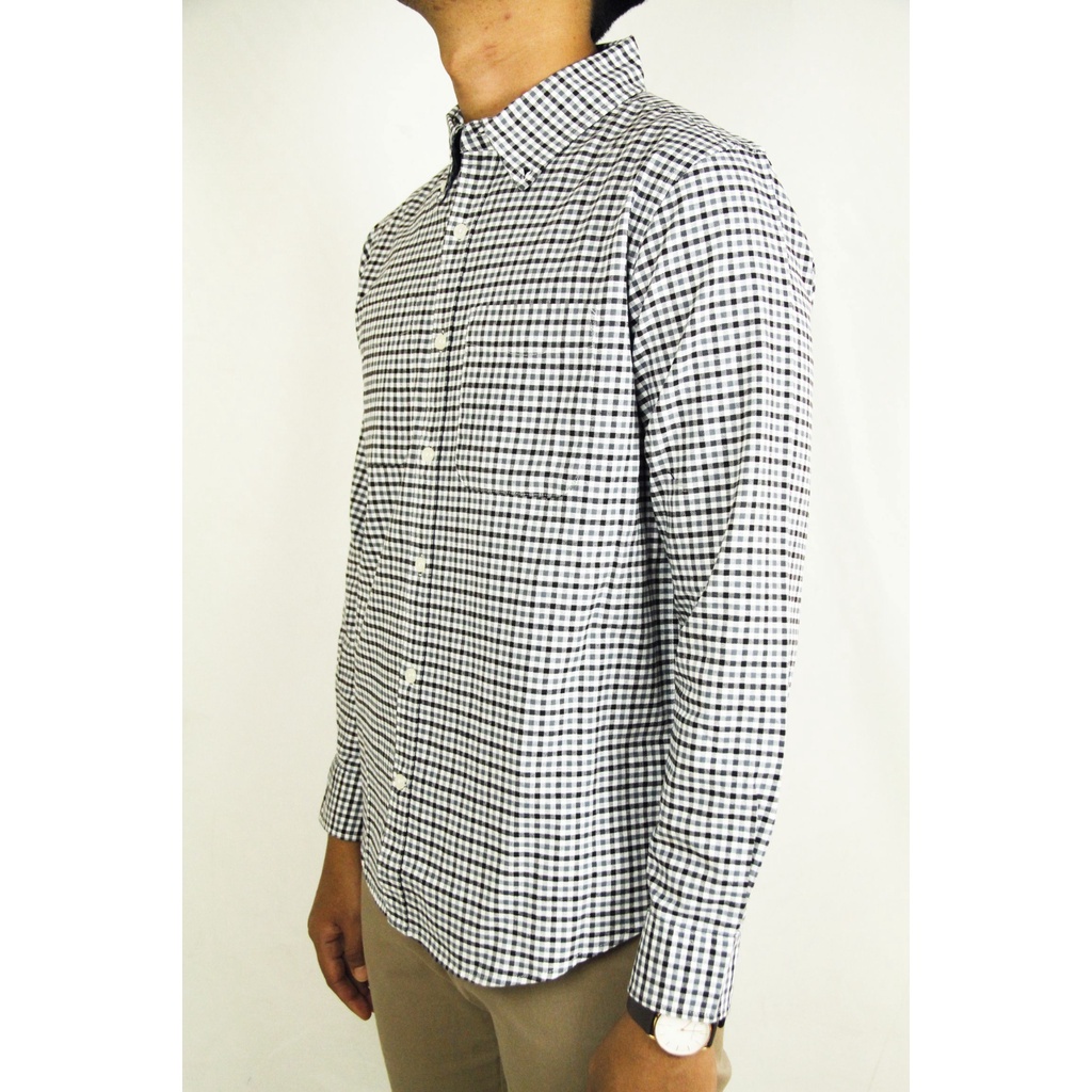 [COD] Baju Kemeja Cole Code 26 Casual Lengan Panjang Reguler Fit Putih Abu Abu Pria Motif Kotak-kotak | Kemeja Original 100% Brand Matahari Big Size Kasual Kesual