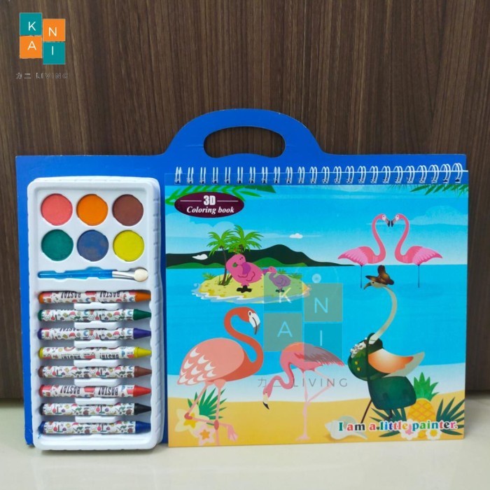

DISKON SHOPEE/ BUKU GAMBAR ANAK CRAYON SET CAT AIR KUAS DRAWING BOOK ANIMAL SEA LIFE - FLAMINGO