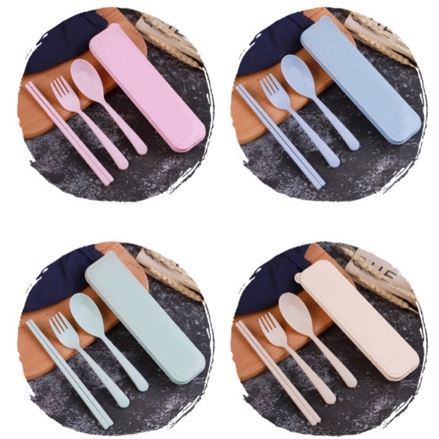 WS GROSIR H1515 Sendok Garpu Set 3 In 1 / Set Sendok Jerami / Alat Makan Set / Set Sendok Travelling