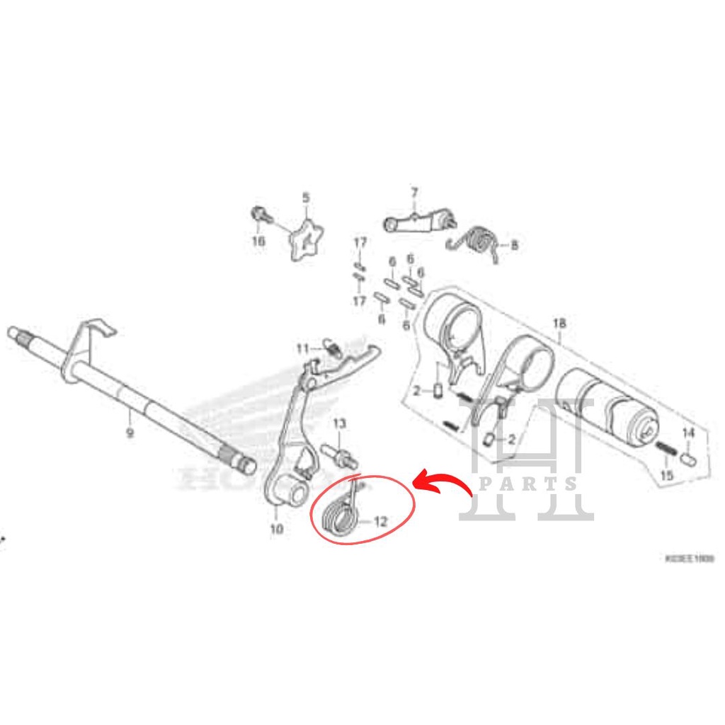 PER PEMBALIK OPERAN GIGI SPRING GEAR SHIFT RETURN GRAND LEGENDA SUPRA FIT BLADE REVO 110 WIN 24651-041-001 ASLI ORIGINAL AHM HGP HONDA