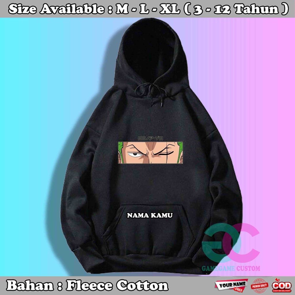 Jaket Hoodie Anak Laki Laki Roronoa Zoro / Sweater Anak Anime One Piece 366- Midshop07