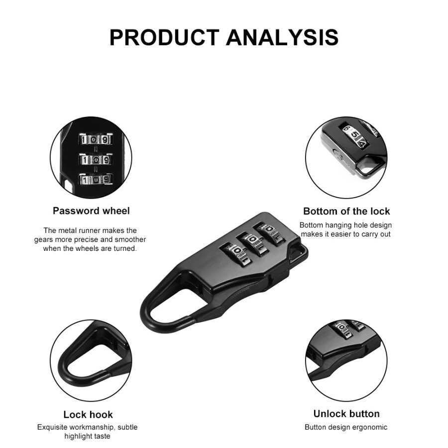 [DZS] GEMBOK KUNCI PENGAMAN KOPER TAS RANSEL KODE PASSWORD NUMERIK ANTI MALING MINI