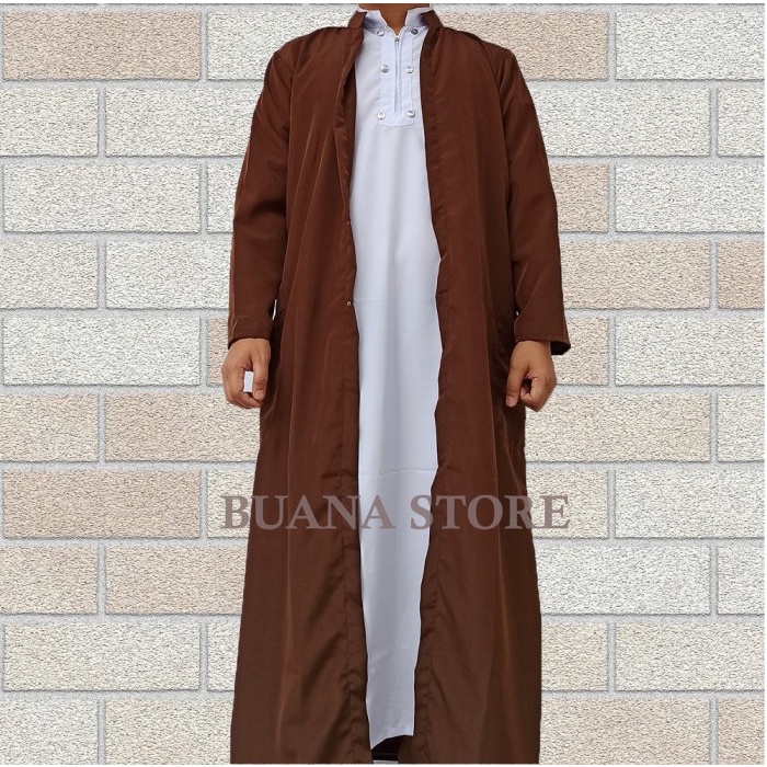Jubah Pria BESTSELLER jubah LUARAN pria / gamis luaran pria ORI Al.Harby TERBARU - COKLAT, L modern 