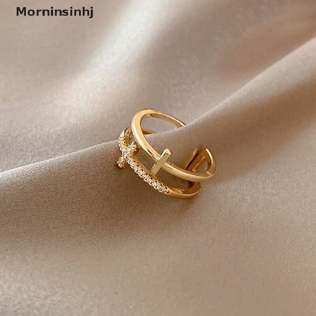 Mornin Cincin Jari Telunjuk Terbuka Zircon Silang Ganda Kedip Untuk Wanita Fashion Perhiasan Hadiah id