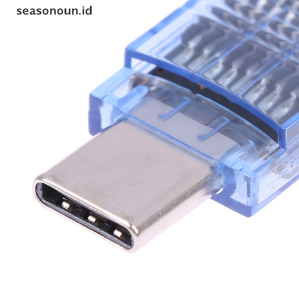 Seasonoun 2in1 Card Reader USB 2.0 &amp; USB Tipe C Ke SD Micro SD TF Card Reader OTG Adapter.