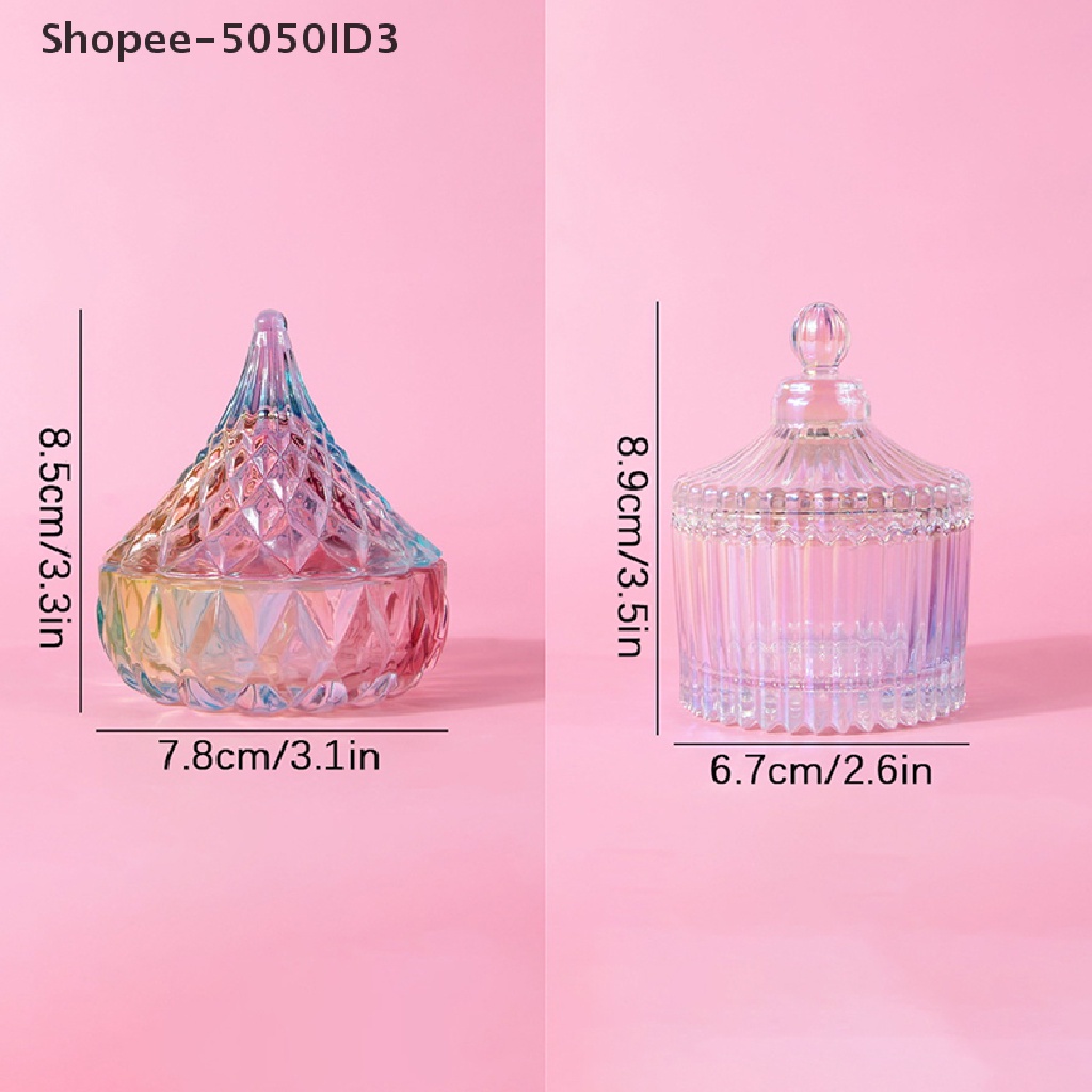 [HOT] Square Cup Acrylic Liquid Dish Rain Crystal Gelas Kaca Mahkota Bening Dengan Tutup [ID]